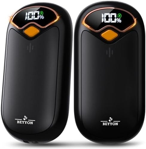 Hand Warmers Rechargeable - Electric Hand Warmer Rechargeable 2 Pack, LED Digital Display, 4 Heat Levels Reusable, USB, Magnetic Portable Handwarmers for Golf/Camping/Hunting, Gift for Women, Men
