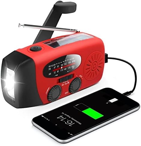 RunningSnail Hand Crank Radio with LED Flashlight, for Power Outage