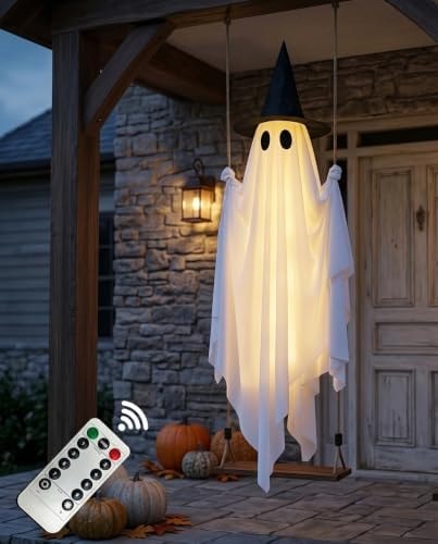 5FT Halloween Swinging Ghost Outdoor Decor,Spooky Hanging Ghost Decorations