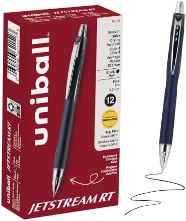 uniball™ Jetstream RT Ballpoint Pens, Black Ink, 0.7mm Fine Point, 12 Count
