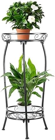 LOYAL TIGER Plant Stand Indoor Outdoor, 2 Tier 27 Inch Tall Metal