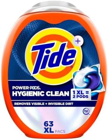 Tide Hygienic Clean Power PODS Laundry Detergent Pacs, Original Scent, 63 Count, Removes Visible and Invisible Dirt