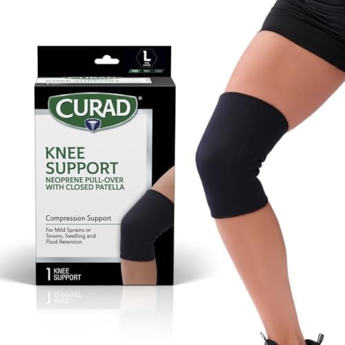 CURAD Neoprene Pull-Over Knee Support with Closed Patella, Size Large, (16"-18" Circumference), 1 Each
