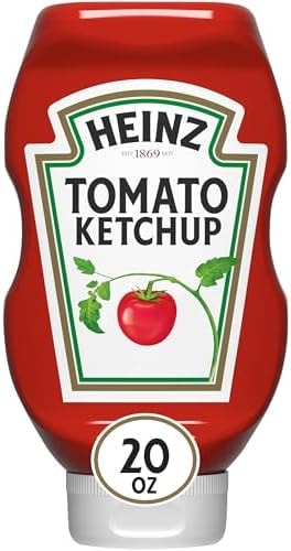 Heinz Tomato Ketchup Inverted Squeeze Bottle, 1 Bottle, for Easy Sharing and Easy Serving, Gluten-Free, 20 oz