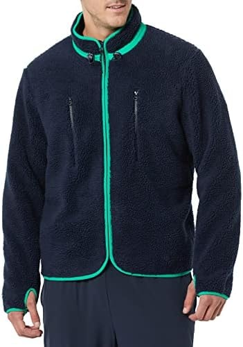 Amazon Essentials Men's Teddy Fleece Full-Zip Jacket, Dark Navy, Large