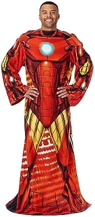 Northwest Marvel Avengers Iron Man Throw Adult Silk Touch Blanket with Sleeves 48" x 71"