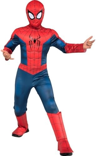 MARVEL Spider-Man Brand New Day Official Youth Halloween Costume - Premium Quality Padded Jumpsuit with Pull On Fabric Mask - S (5-7)