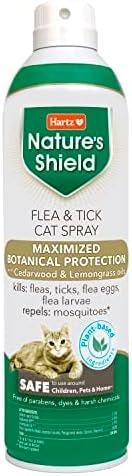 Hartz Nature’s Shield Flea & Tick Spray Treatment for Cats with Cedarwood and Lemongrass Oil, 14 Ounces