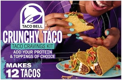 Taco Bell Crunchy Taco Cravings Kit with 12 Crunchy Taco Shells, Taco Bell Mild Sauce & Seasoning, 8.85 oz Box