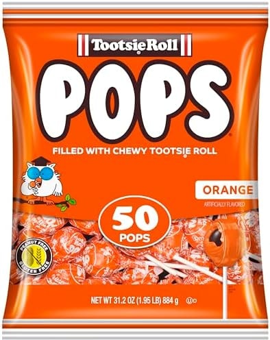Tootsie Pops Orange Flavored Lollipops, 50 Count, 1.95lb (Pack of 1)
