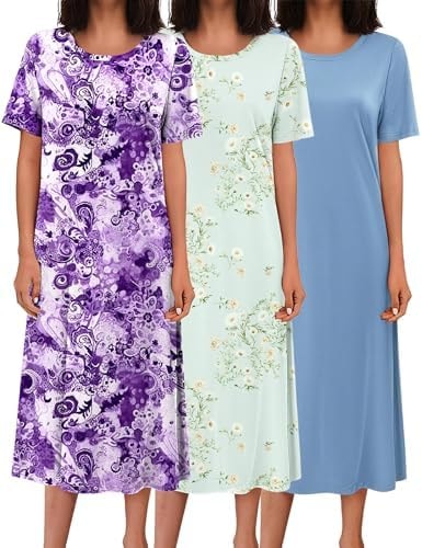 Ekouaer Womens Nightgown Nightshirt Plus Size Full Length Maxi Sleepshirt