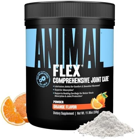 Animal Flex Powder - Joint Support Supplement for Pain Relief, Repair and Restore Muscles with Turmeric, Glucosamine, Chondroitin, MSM, Collagen and Boswellia, Great Tasting Orange Flavor, 30 Scoops