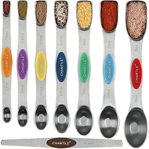 Magnetic Measuring Spoons Set 8 Dual Sided Stainless Steel Measuring Spoons