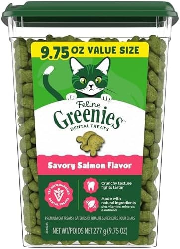 Greenies Feline Natural Crunchy Dental Cat Treats, Salmon Flavor, 9.75 oz