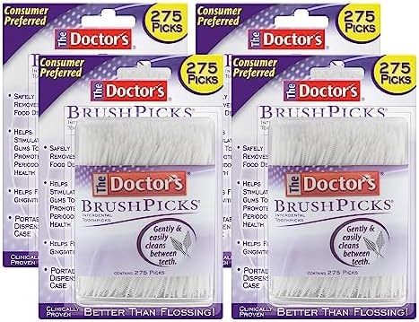 The Doctor's BrushPicks Interdental Toothpicks, 1,100 Picks, 4 Pack of 275 Picks