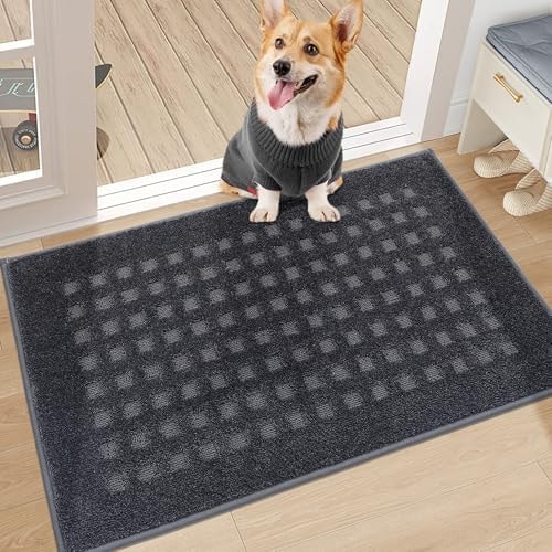 BEQHAUSE Dirt Trapper Door Mats 20"x32", Non Slip Washable, Dark Grey