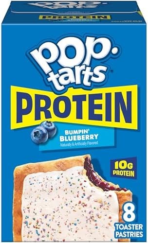 Pop-Tarts Protein Toaster Pastries, 10g Protein, Bumpin' Blueberry, 14.3oz Box (8 Pop-Tarts)