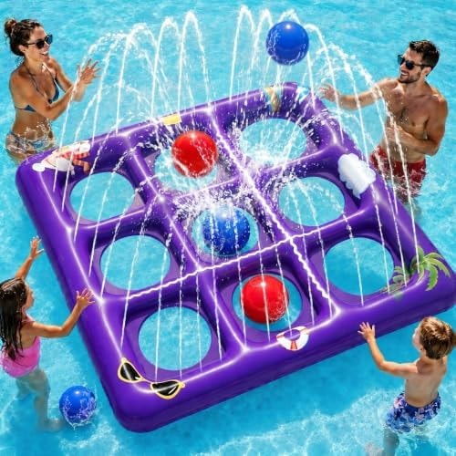 EPN Pool Toys Inflatable Tic-Tac-Toe Game, 56” x 54” Floating Game