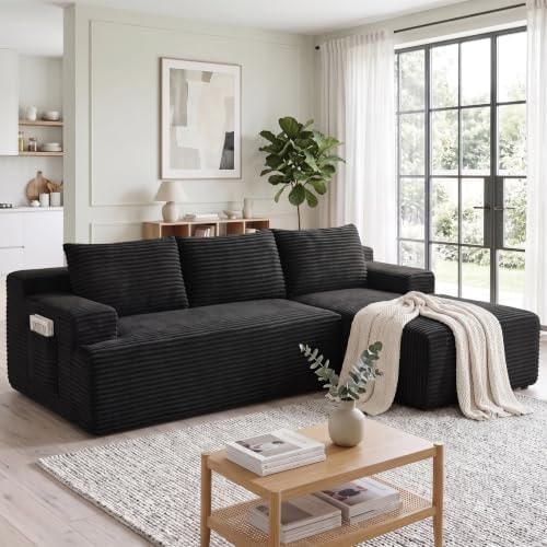 Chorlenimi 96" Sectional Couches for Living Room Cloud Couch Sofa with L-Shape Upholstered Boneless Couchs Modern Modular Sectional Couch with Chaise