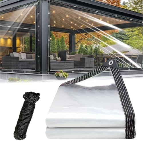 Clear Tarps 3x6ft Waterproof Heavy Duty Transparent PVC,Waterproof, Reinforced Edges for Outdoor Protection