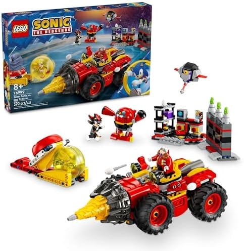 LEGO Sonic The Hedgehog: Super Sonic vs. Egg Drillster Gaming Toy with Shadow and Dr. Eggman, Toy Building Set for Boys and Girls Ages 8 and Up, 76999