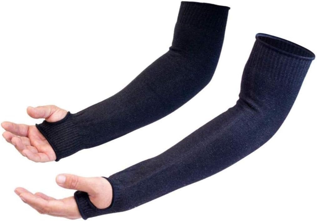 MAGID Cut Resistant Protective Arm Sleeves | 100% Kevlar Knit 18" Double Layered Cut Resistant Sleeve with Thumb Slot - Cut Level 4, Fire Resistant, 18" Length, Black (1 Pair)