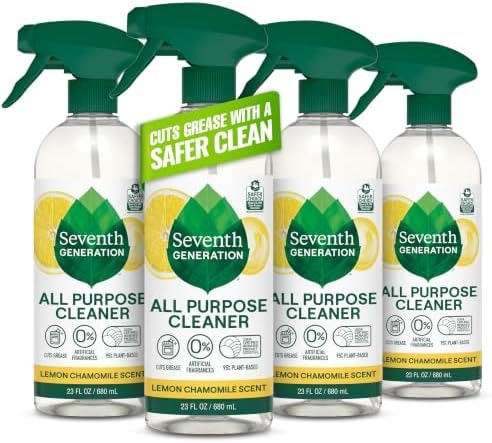 Seventh Generation All Purpose Cleaning Spray Surface Cleaner Lemon Chamomile scent Cuts Grease 23 oz, Pack of 4