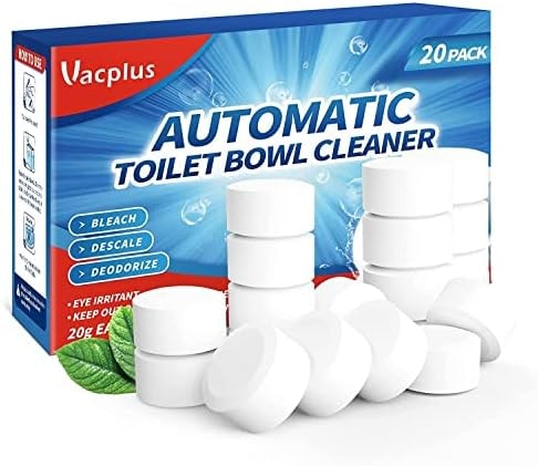 Vacplus Toilet Bowl Cleaner Tablets, 20 Pack, Auto Bleach, Long-Lasting
