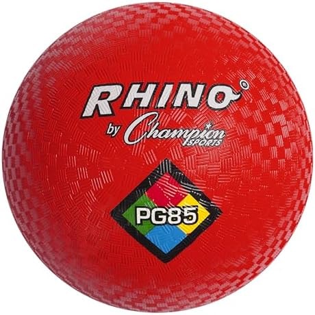 Champion Sports Rhino Playground Ball 8.5" D - Two Ply, Nylon Wound, Red (Set of 1 Ball)
