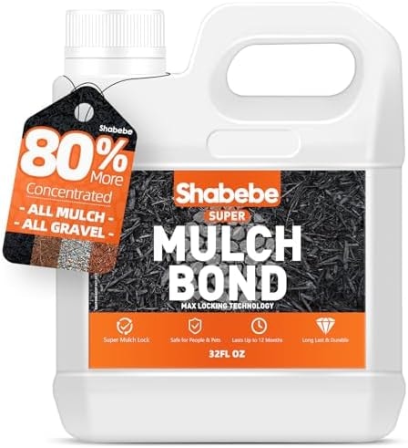 Shabebe Mulch Bond, 32OZ Rock Glue for Landscaping Heavy Duty Gravel Binder & Stone Adhesive, Fast-Drying, Non-Toxic, Weather-Resistant, Strong Hold for Slopes, Walkways, Mulch Hold & Pine Straw