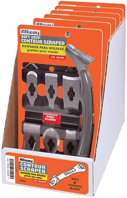 6-Pack of Allway CS6 Allway Tools Soft Grip Contour Scraper Set with 6 Blades