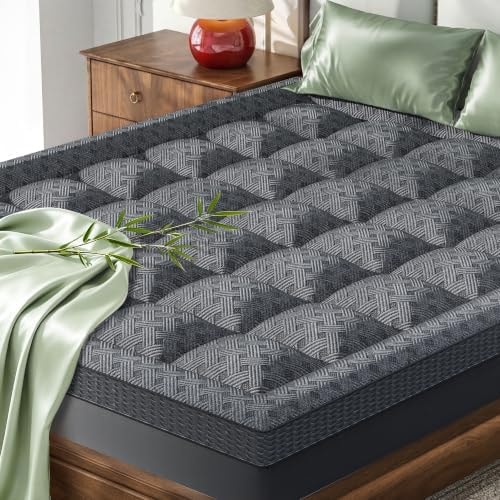 Qocismile King Size Mattress Topper Bamboo Viscose Pillow Top Mattress Pad
