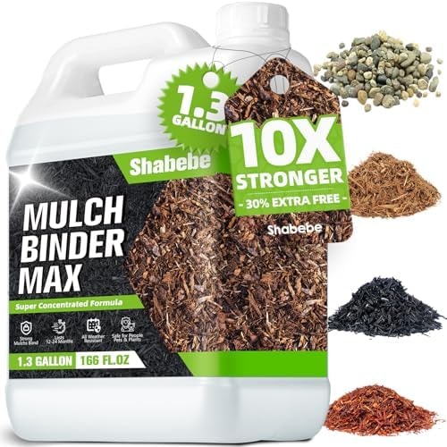 Rock & Mulch Binder 166OZ, Ultra-Stick Rock Glue for Landscaping, Gravel Binder Non-Toxic Rubber Mulch Lock Adhesive, Heavy Rain & Windproof for Gardens, Pea Gravel Stabilizer, Lasts up to 2 Year