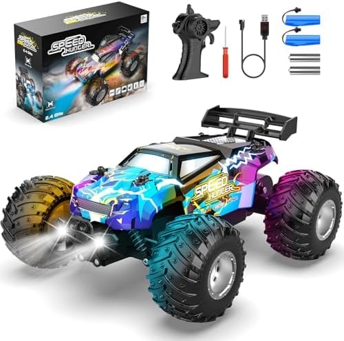 All Terrain Remote Control Car for Boy with LED Lights 2 Batteries 20 KM/H