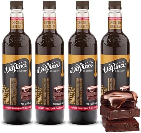 DaVinci Gourmet Classic Chocolate Syrup, Natural, 25.4 Fluid Ounces (Pack of 4)