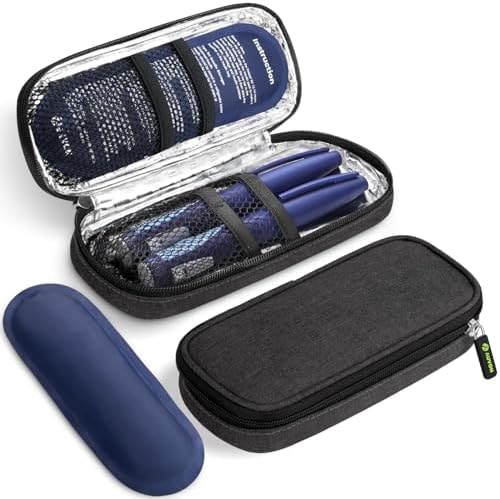 AUVON Insulin Cooler Travel Case, Diabete Care, 2x90g TSA-Approved Ice Pack