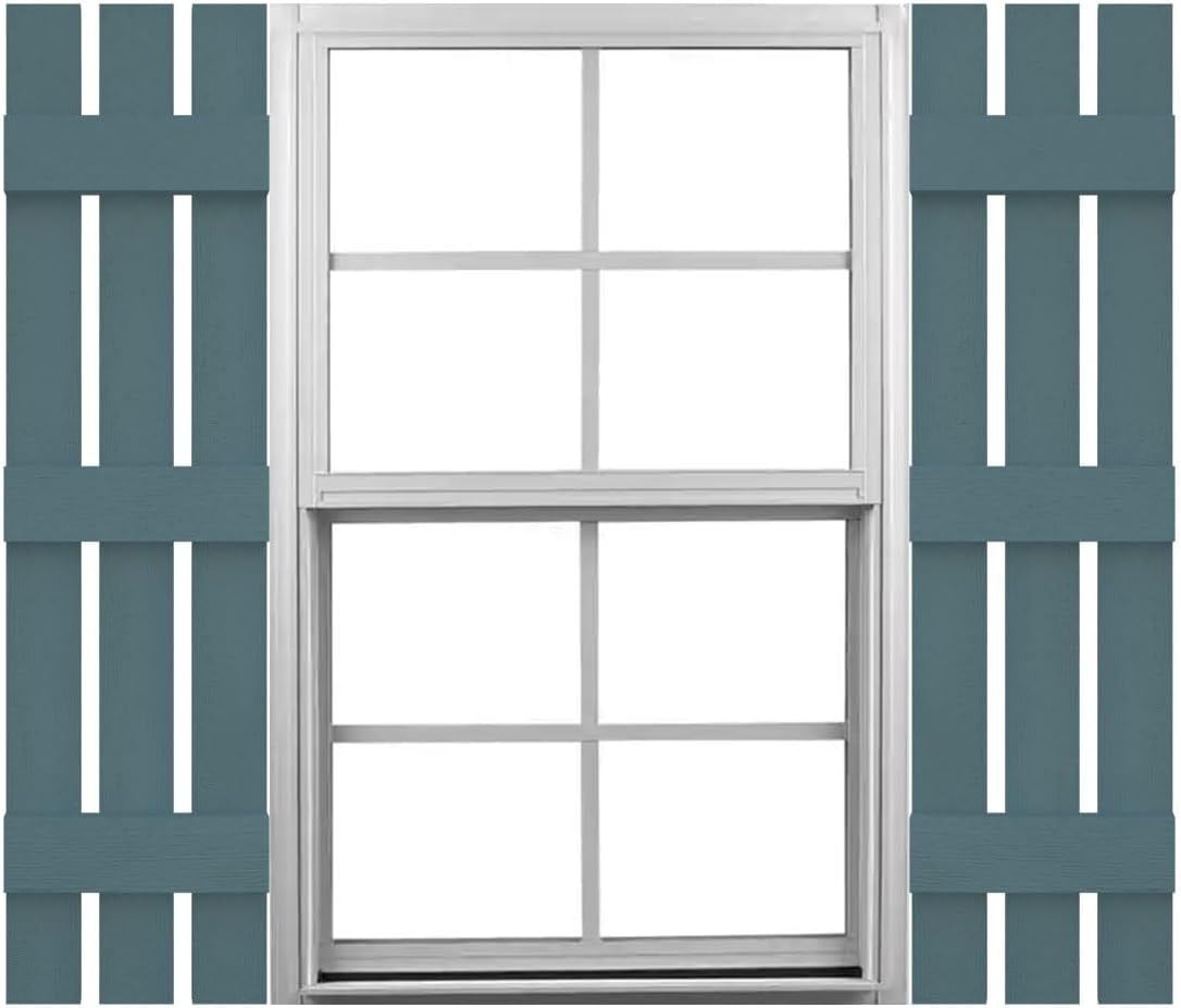 Mid America 00031259004 Standard Size Three Board Spaced Vinyl Shutters, w/Installation Shutter-Lok's & Matching Screws (Per Pair), 004, 12'W x 59'H, Wedgewood Blue