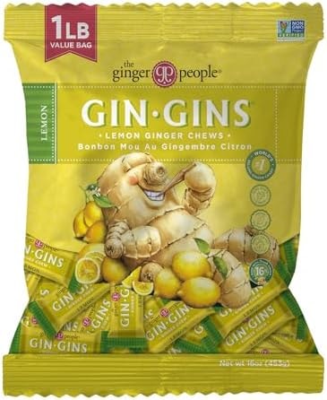 GIN GINS Lemon Ginger Chews Made w/Fresh Ginger 1lb 1Pk