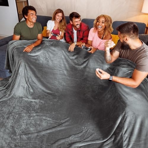 Bedsure GentleSoft Fleece Bed Blankets Large Size Grey - Soft Lightweight Fuzzy Cozy Luxury Oversized King Comforter Microfiber, Room Home Decor Gifts for Women and Men, 120x120 inches