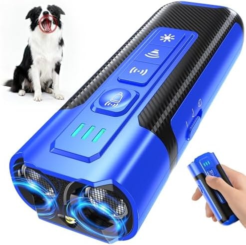 Dog Bark Deterrent Devices-Ultrasonic Anti Barking Device for Dogs with 50ft Range, Rechargeable No Barking Device for Own or Neighbor's Dogs, Portable Safe for Dogs/Humans | Indoor/Outdoor Use-Blue
