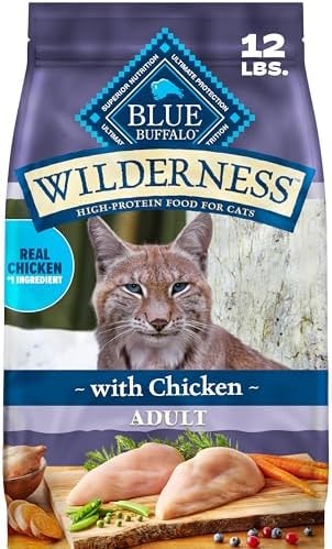 Blue Buffalo Wilderness Chicken Adult Dry Cat Food, Grain-Free, 12 lb