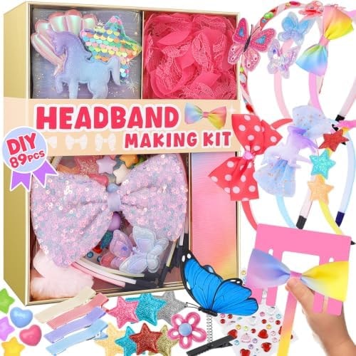 yasest Headband Making Kit - 89pcs DIY Craft Gift for 5 6 7 8 Year Old Girl