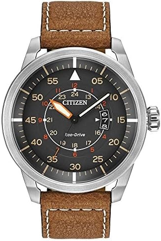 Citizen Men’s Eco-Drive 3-Hand Date Avion Watch with Leather Strap (Style: AW1361:10H)
