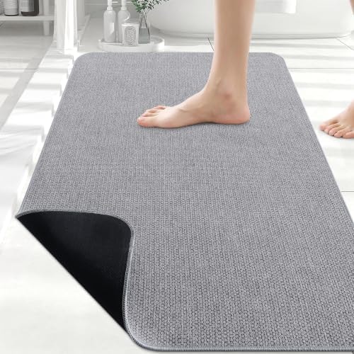 Smiry Ultra Thin Bath Mat 30X20, Non Slip Rubber Washable Bathroom Rugs