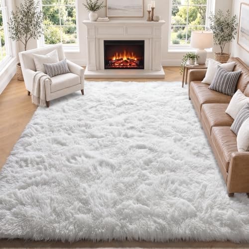 ONASAR White Rugs for Living Room 5x8, Fluffy Shaggy Area Rug for Bedroom, Ultra Soft Plush Large Floor Carpets for Baby Kids Girls Boys Teen Playroom Dorm Nursery Bedside Home Office Decor