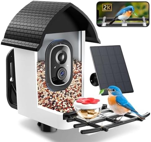 Smart Bird Feeder with Camera, Solar Powered 2K HD Bird Watching Camera