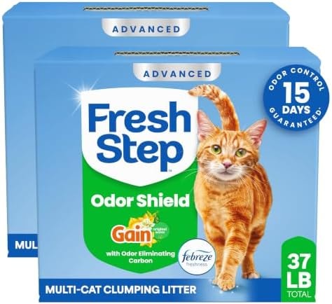 Fresh Step Advanced Odor Shield Clumping Cat Litter with Gain, 18.5 lb, 2Pk