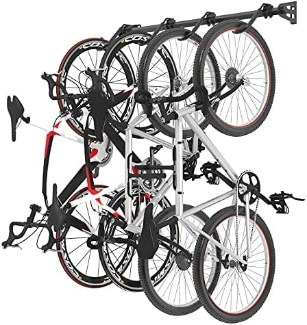 FLEXIMOUNTS 4 Bike Storage Rack Wall-Mounted, 200lbs Load, Black