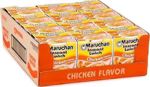 Maruchan Instant Lunch Ramen Noodles, Chicken Flavor – Japanese-Style Instant Noodle Soup, Easy Meal Ready in 3 Minutes – 2.25 Oz. (12 Pack)