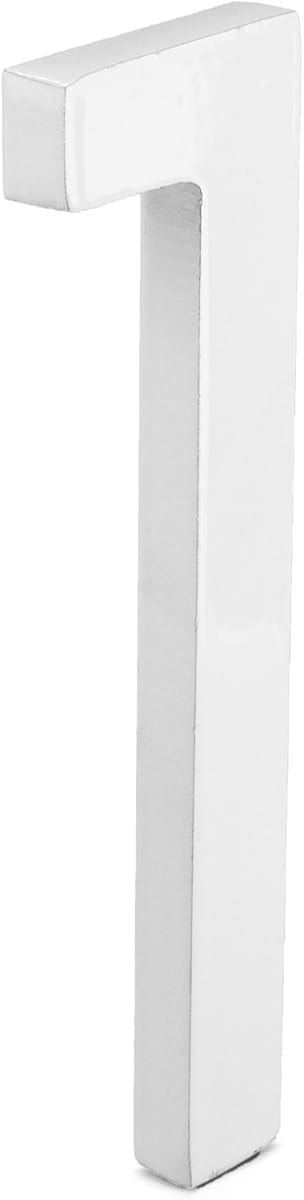 Montague Metal Products MHN-06-F-WE1-1 Solid Brushed Aluminum Modern Floating Address House Numbers, 6", Powder Coated White